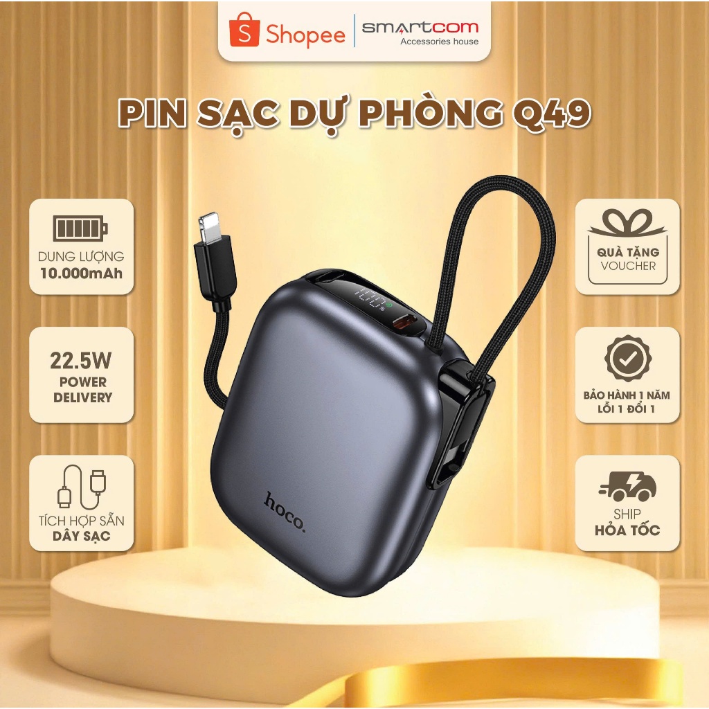 Pin dự phòng chính hãng Hoco Q49 sạc nhanh an toàn dung lượng 10.000mAH ...