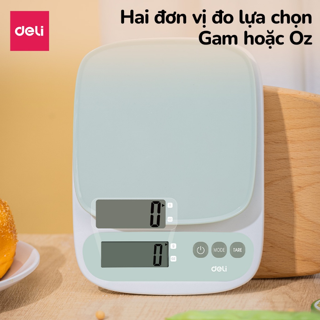 Cân Tiểu Ly DELI 1g-10Kg Đo Chính Xác 1 Gam Cân Điện Tử Nhà Bếp, Chuyển Đổi Đơn Vị gam/Oz Đo Trừ Bì Vật Chứa