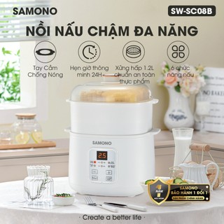 Nồi Nấu Chậm 0.8 Lít Samono SW-SC08B, Đa Năng Nấu Cháo Ninh Hầm Giữ Ấm, Giữ Trọn Chất Dinh Dưỡng - BH 1 năm