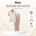 Đồ bộ mặc nhà nữ iBasic lụa satin áo tay ngắn quần dài HOMW070 — ảnh 4