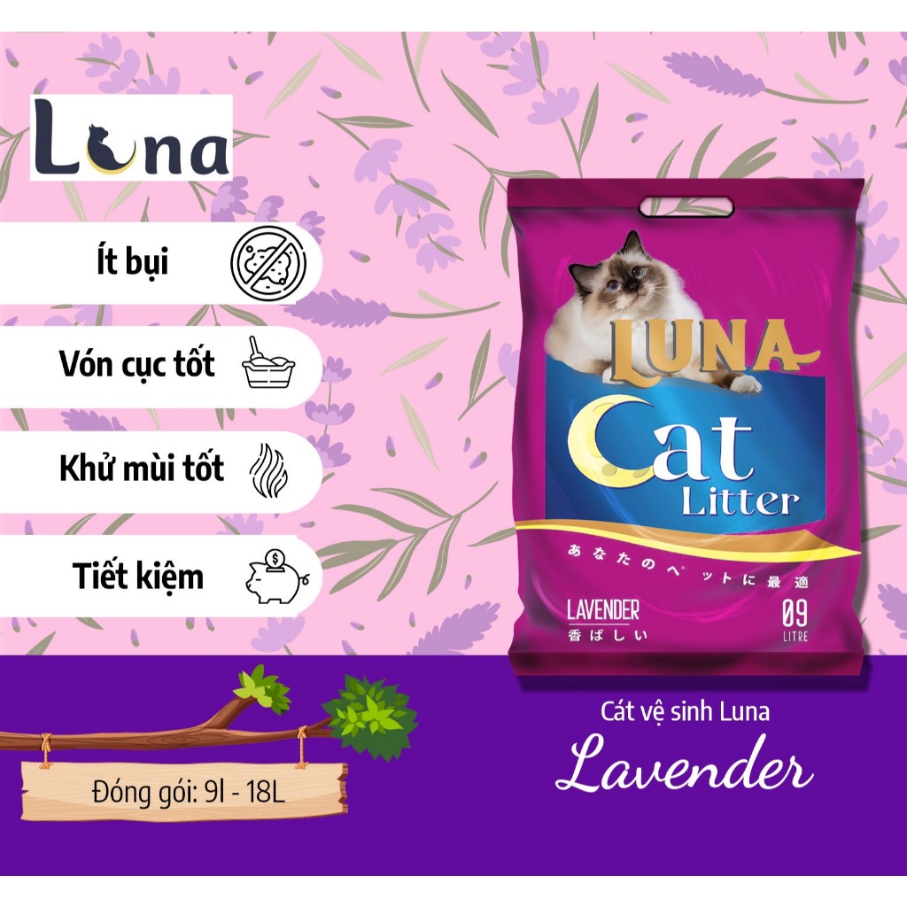 [MUA 4 GIẢM 25K] 15L, 18L Cát Vệ Sinh Mèo Nhật Luna, Meme Vón Cục Nhanh Khử Mùi Mạnh Nhiều Hương Thơm Cao Cấp