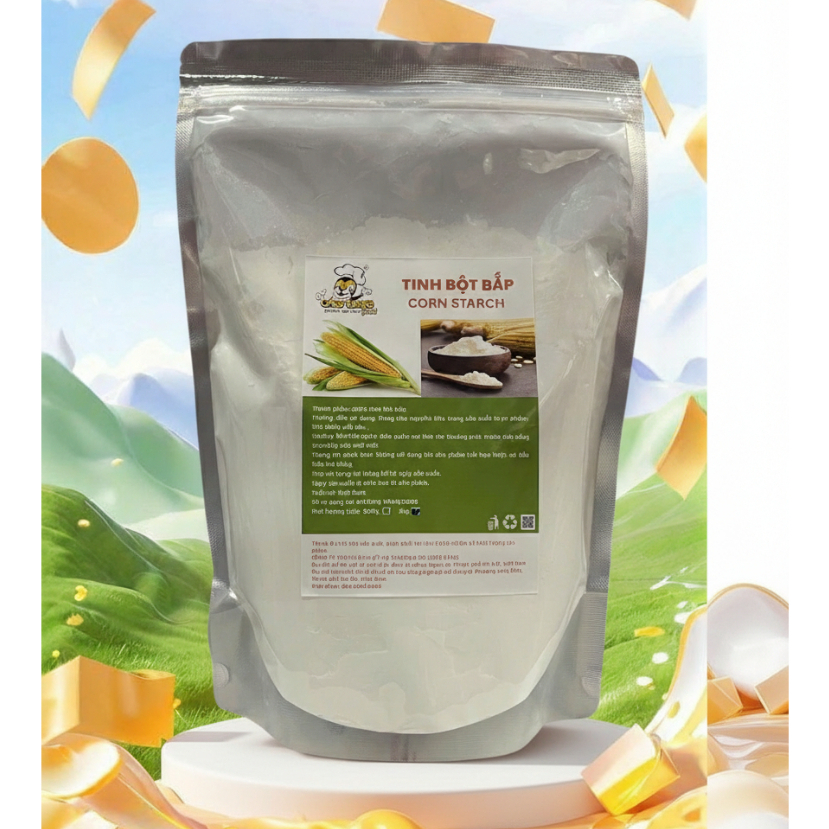 Tinh Bột Ngô Nguyên Chất (Bột Bắp) Cao Cấp - Túi 1kg/500g Làm Bánh, Nấu Ăn, Tạo Độ Sánh Mịn