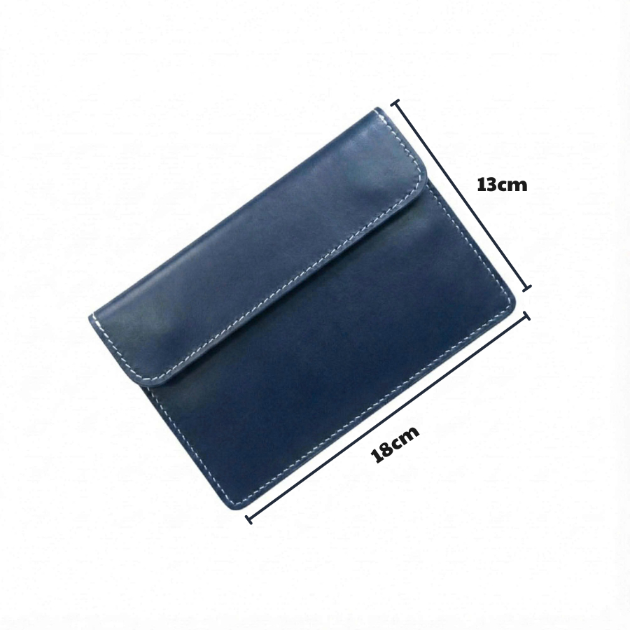 (Da Bò Fullgran) Ví Đựng Giấy Tờ Đăng Kiểm Xe Ô Tô 13CM x 19CM Mẫu 01 - Xanh Navy VDK-DB02-NN
