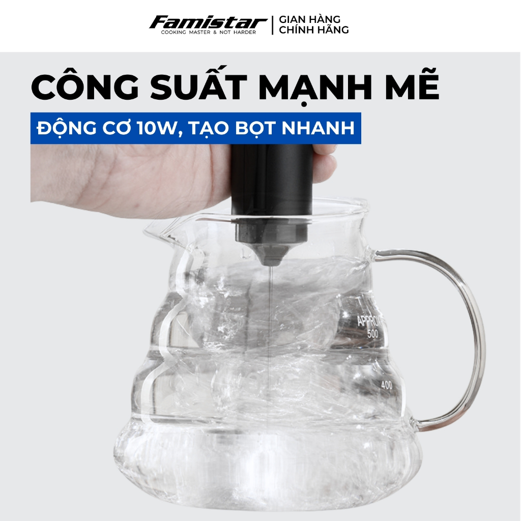 Máy Đánh Bọt Cà Phê 10W Pin Sạc Cầm Tay Nhỏ Gọn Famistar, Cây Đánh Bọt Cà Phê Bảo Hành 1 Năm MDB01