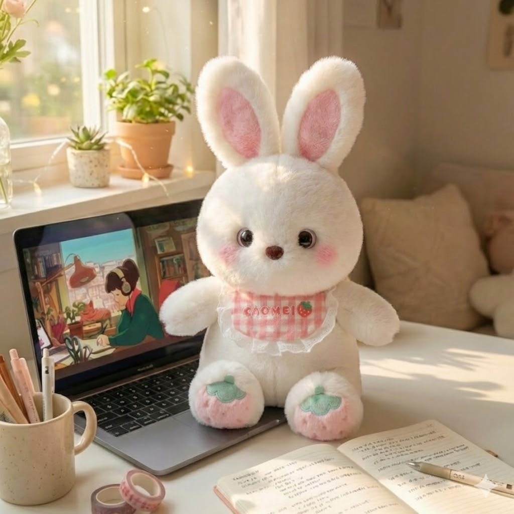 Gấu bông thỏ dâu dâu lotso đáng yêu mũ có thể bỏ ra chất liệu vải lông thỏ mềm mại