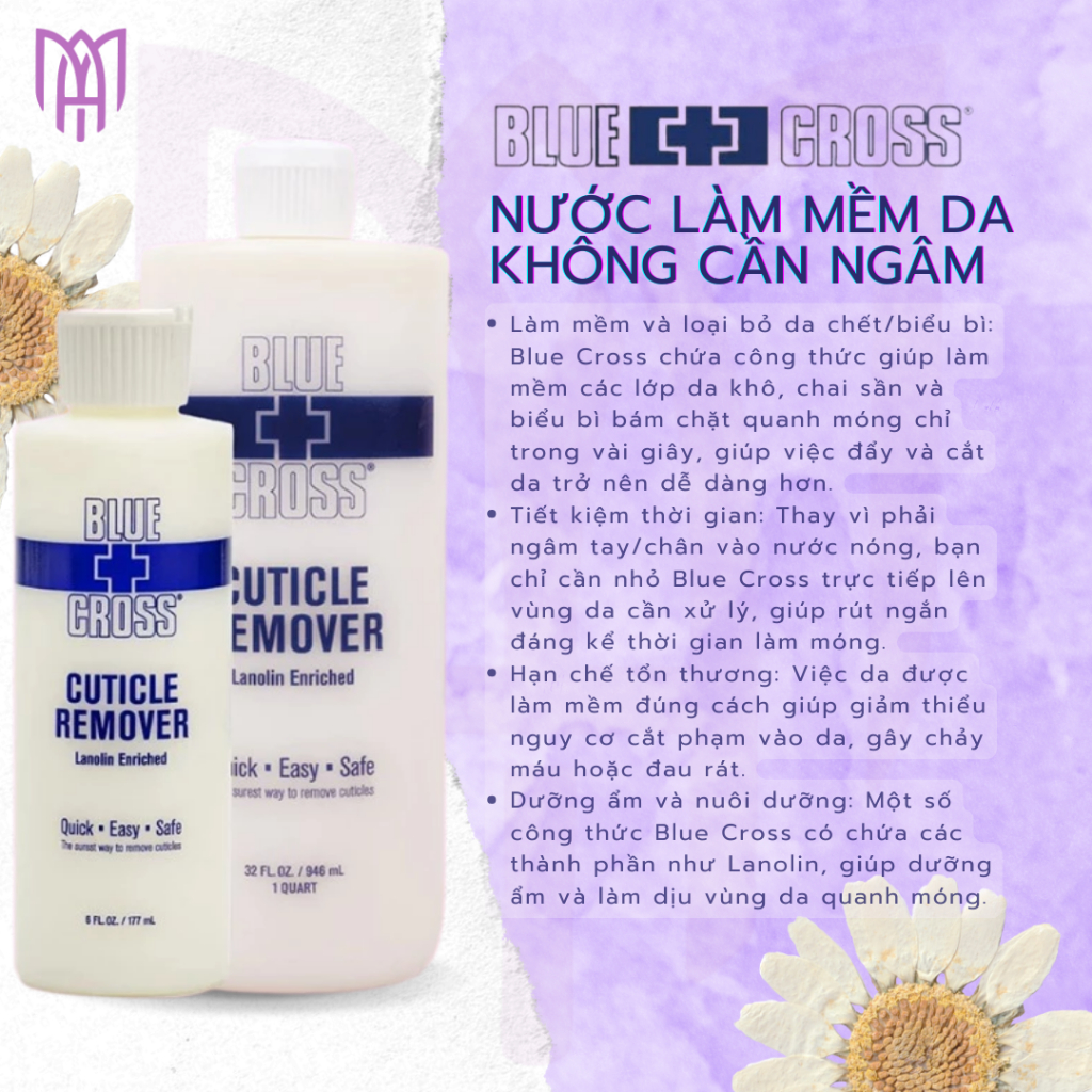 Nước Làm Mềm Da Blue Cross Chính Hãng Mỹ - Không Cần Ngâm, Làm Nail Da Tay, Da Chân 946ml 177ml