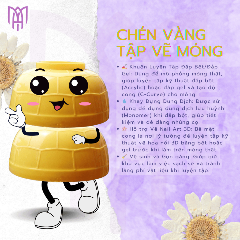 [Mua5Tặng1] Chén Nhựa Vàng Mary Artistry Tập Vẽ Móng (Bát Vẽ Nail) Giá Tốt - Nhựa Cứng Bền