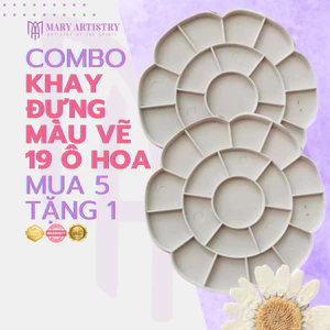 Khay Vĩ Đựng Pha Màu Vẽ Mary Artistry, Gel Vẽ Hình Bông Hoa Nhựa Cứng Bền 19 Ô