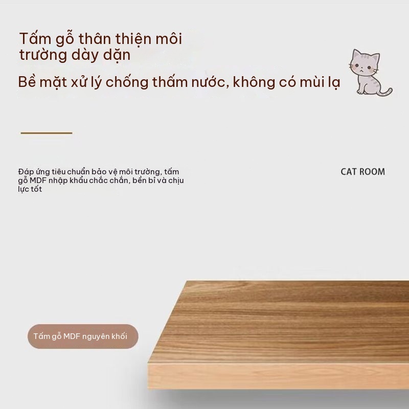 Tủ nhà gỗ villa cho mèo nhiều tầng có thang leo khay vệ sinh phù hợp nuôi mèo trong nhà