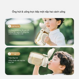 Youkebei Bình Nước Trẻ Em PPSU – 2 Cách Uống, Chống Vỡ, Chống Văng, Không Rò Rỉ, Phù Hợp Đi Học & Đi Chơi