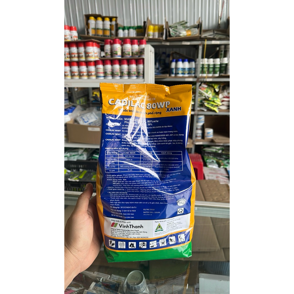 1 Thùng 10kg Cadilac 80wp Vĩnh Thạnh nguyên đai nguyên kiện- nhập khẩu Bulgari Với hàm lượng Mancozeb 80%