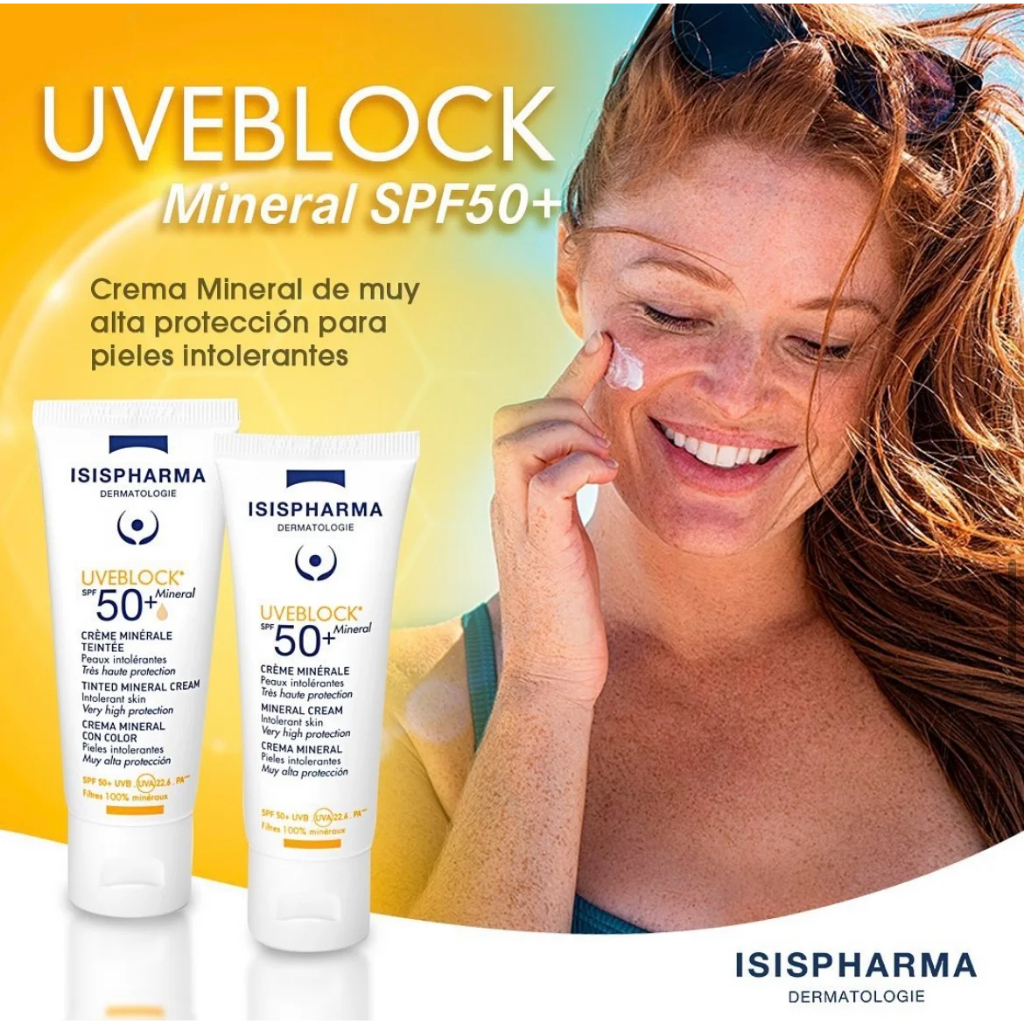 kem chống nắng ISISPHARMA Uveblock SPF50+ Dry Touch/Mineral Sunscreen 40ml