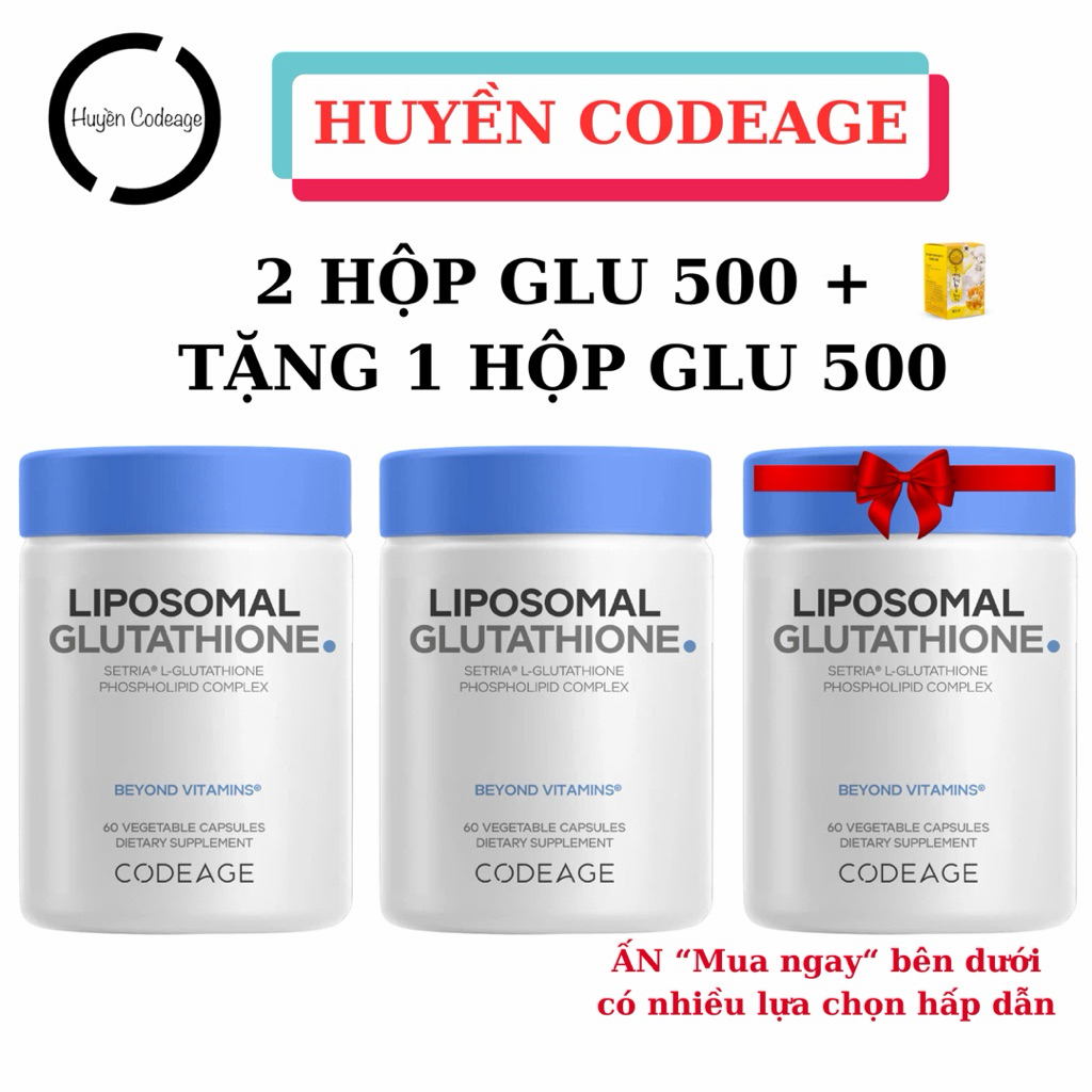 glutathione codeage 500mg COMBO Viên GLU 500mg Glutathione Codeage 500mg/ 2 viên 1 lọ 60 viên - Huyền  Codeage