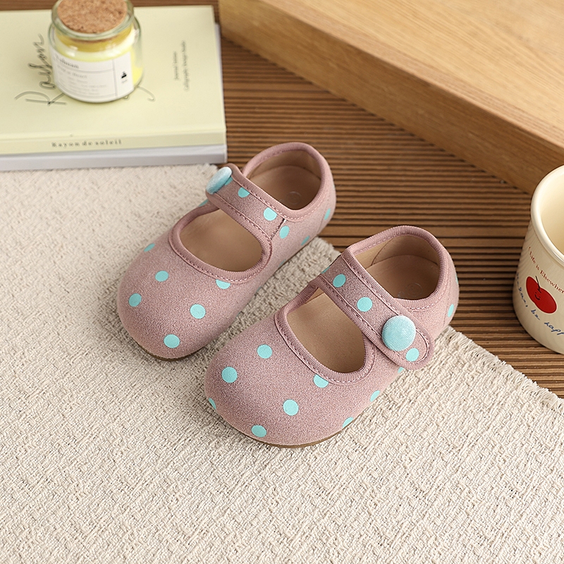 Giày da nữ kiểu Hàn Quốc với họa tiết chấm bi đa năng, mẫu mới 2026 Mary Jane Loafers