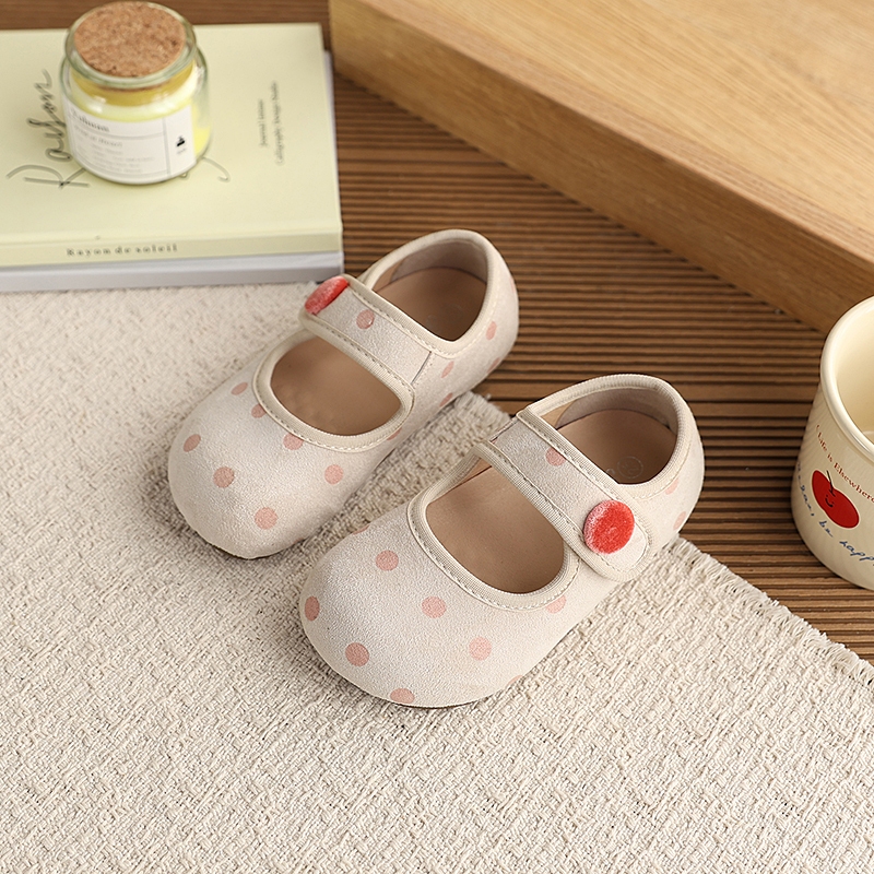 Giày da nữ kiểu Hàn Quốc với họa tiết chấm bi đa năng, mẫu mới 2026 Mary Jane Loafers