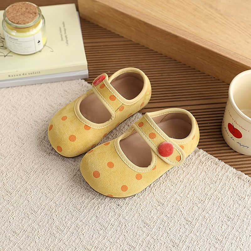 Giày da nữ kiểu Hàn Quốc với họa tiết chấm bi đa năng, mẫu mới 2026 Mary Jane Loafers