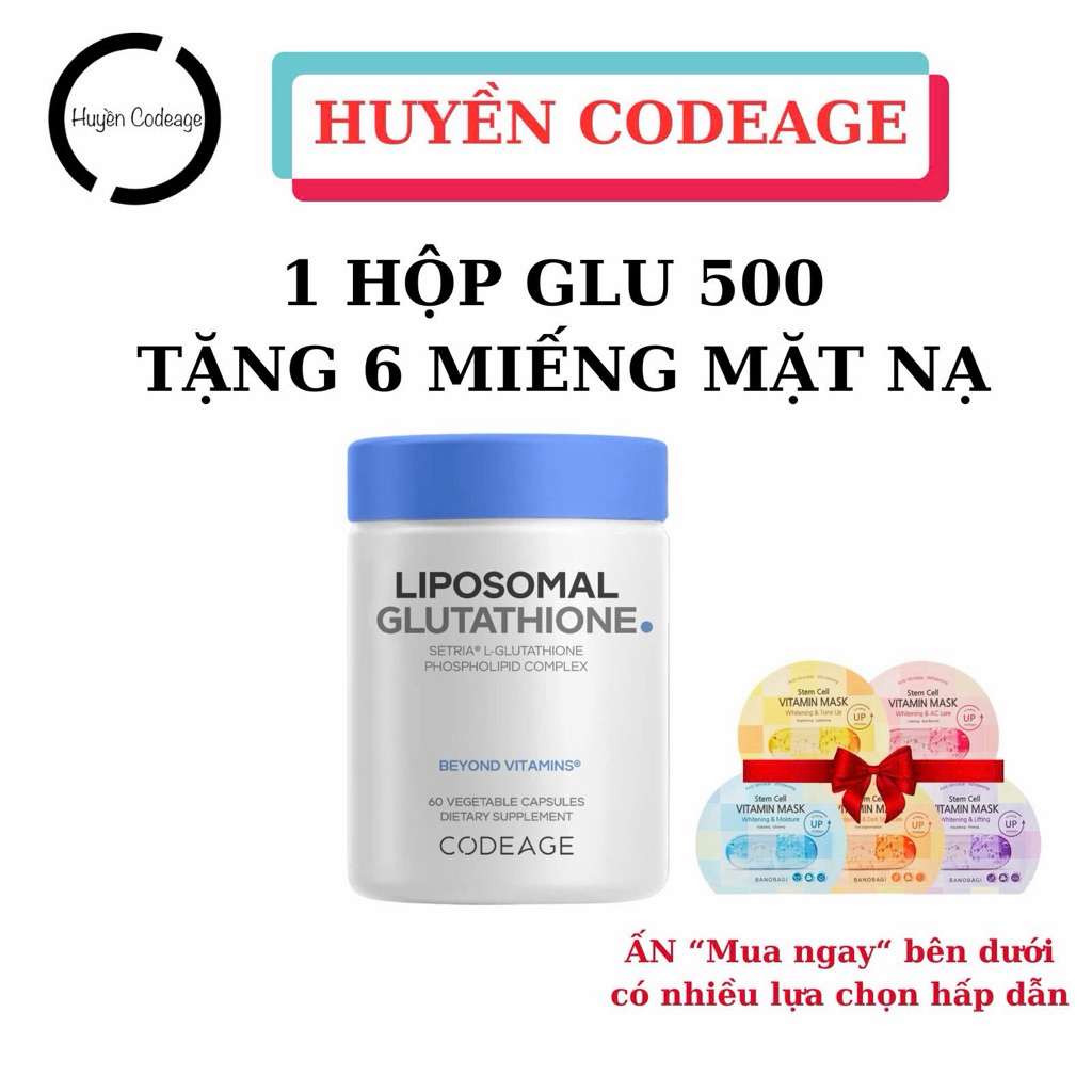 Vin GLU 500mg Liposomal Glutathione Codeage 500mg/ 2 vin 1 l 60 vin -  Huyn Codeage | Shopee Vit Nam