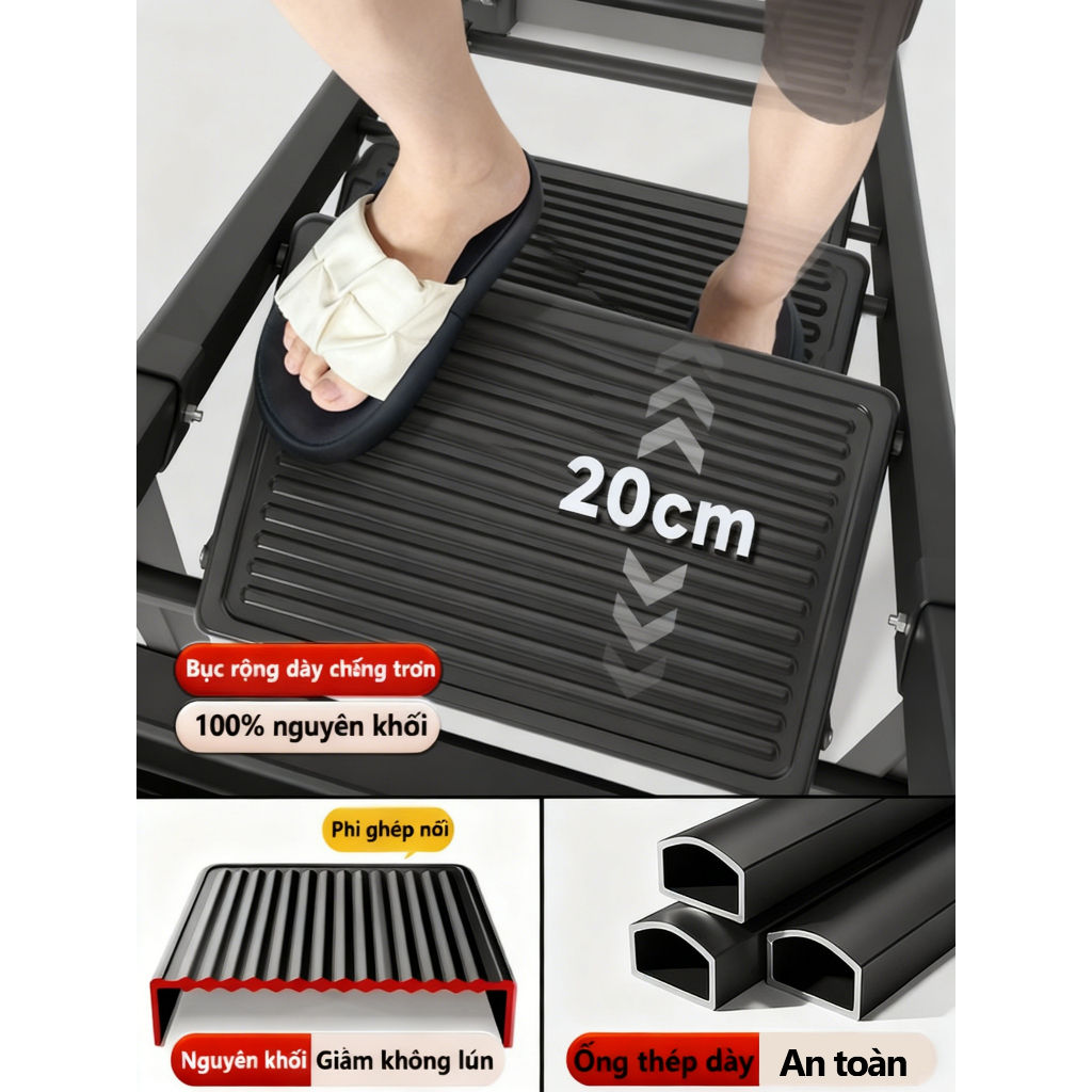 Thang Gấp Gọn Thang Chữ A Thép Chịu Lực,Tải Trọng 500kg Ổn định và an toàn 4-8 Bậc thang.