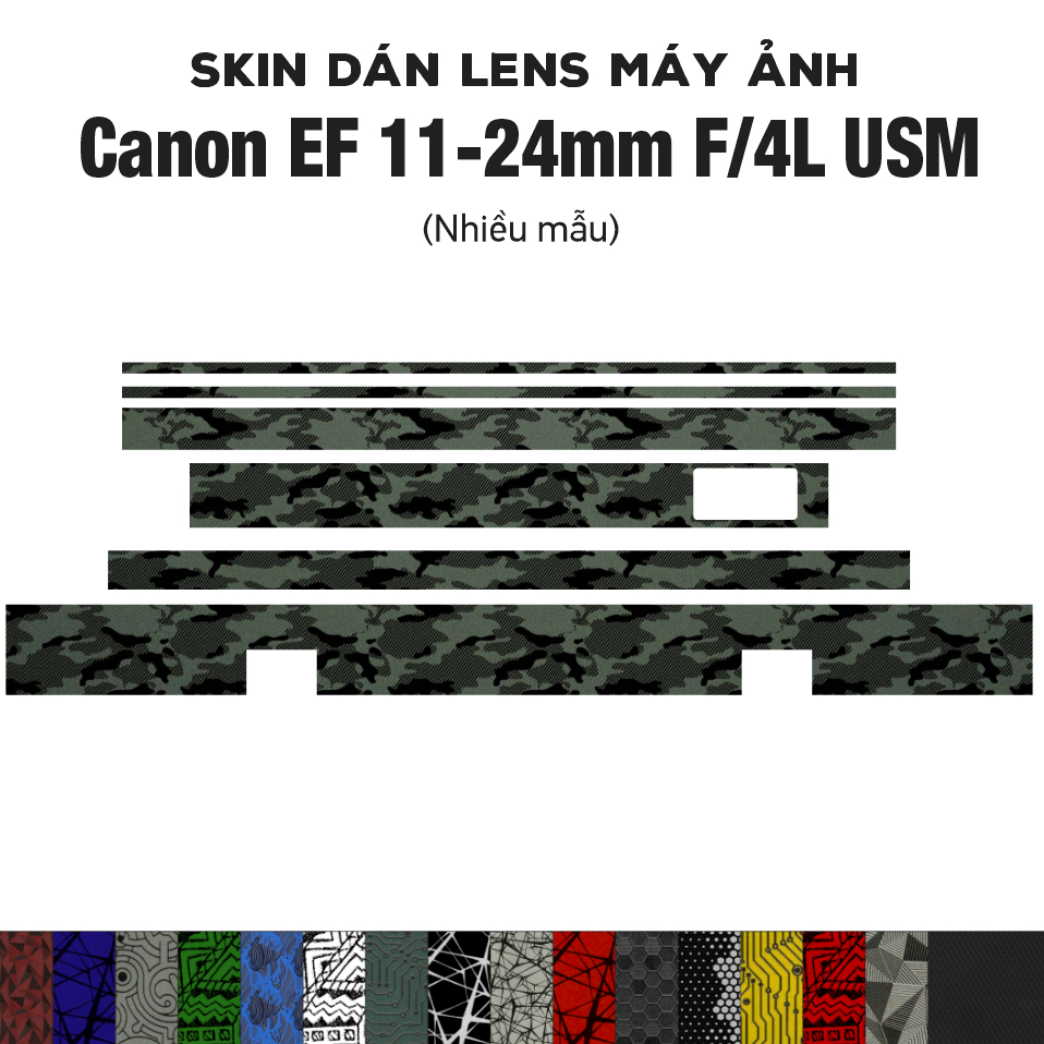 Skin dán Lens Canon EF 11-24mm f4L USM (Nhiều mẫu) | Decal Film 3M dán bảo vệ ống kính máy ảnh 11-24 mm
