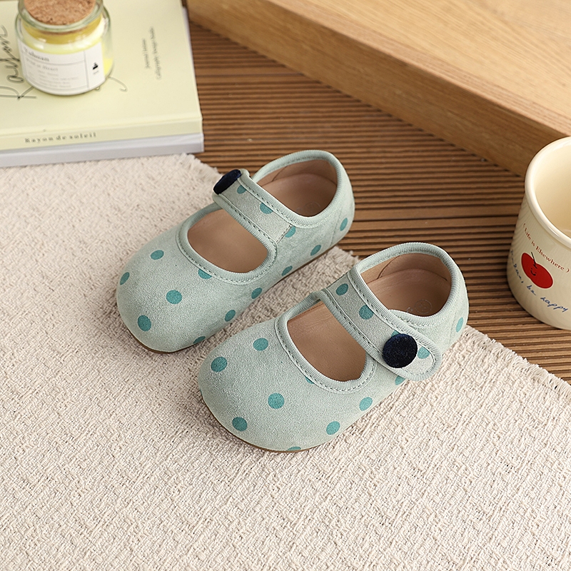 Giày da nữ kiểu Hàn Quốc với họa tiết chấm bi đa năng, mẫu mới 2026 Mary Jane Loafers