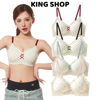 Áo Ngực Nữ Su Hoạ Tiết Nhí Đính Nơ Không Gọng Xinh Xắn, Áo Lót Mút Liền Mềm Thoáng Nâng V1 King Shop A-967