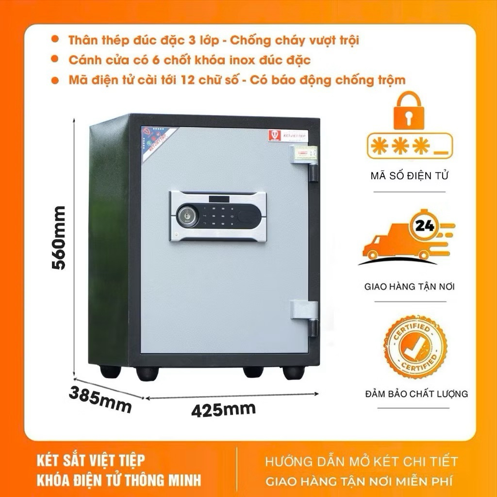 Két Sắt Việt Tiệp Chính Hãng KCC40 Điện Tử Chống Cháy Mini Nhỏ Gọn kg