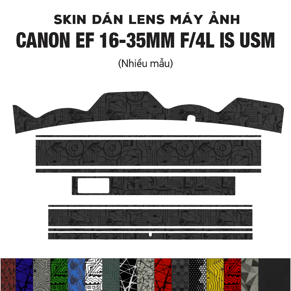 Skin dán Lens Canon EF 16-35mm f4L IS USM (Nhiều mẫu) | Decal Film 3M dán bảo vệ ống kính máy ảnh 16-35 mm