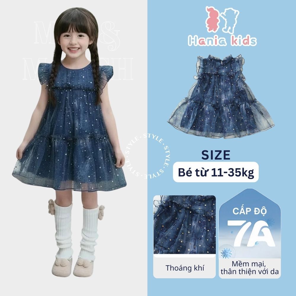 Váy Cho Bé Gái, Đầm Công Chúa Hania Kids Lấp Lánh Chất Liệu Voan Tơ Bồng Bềnh Sang Trọng