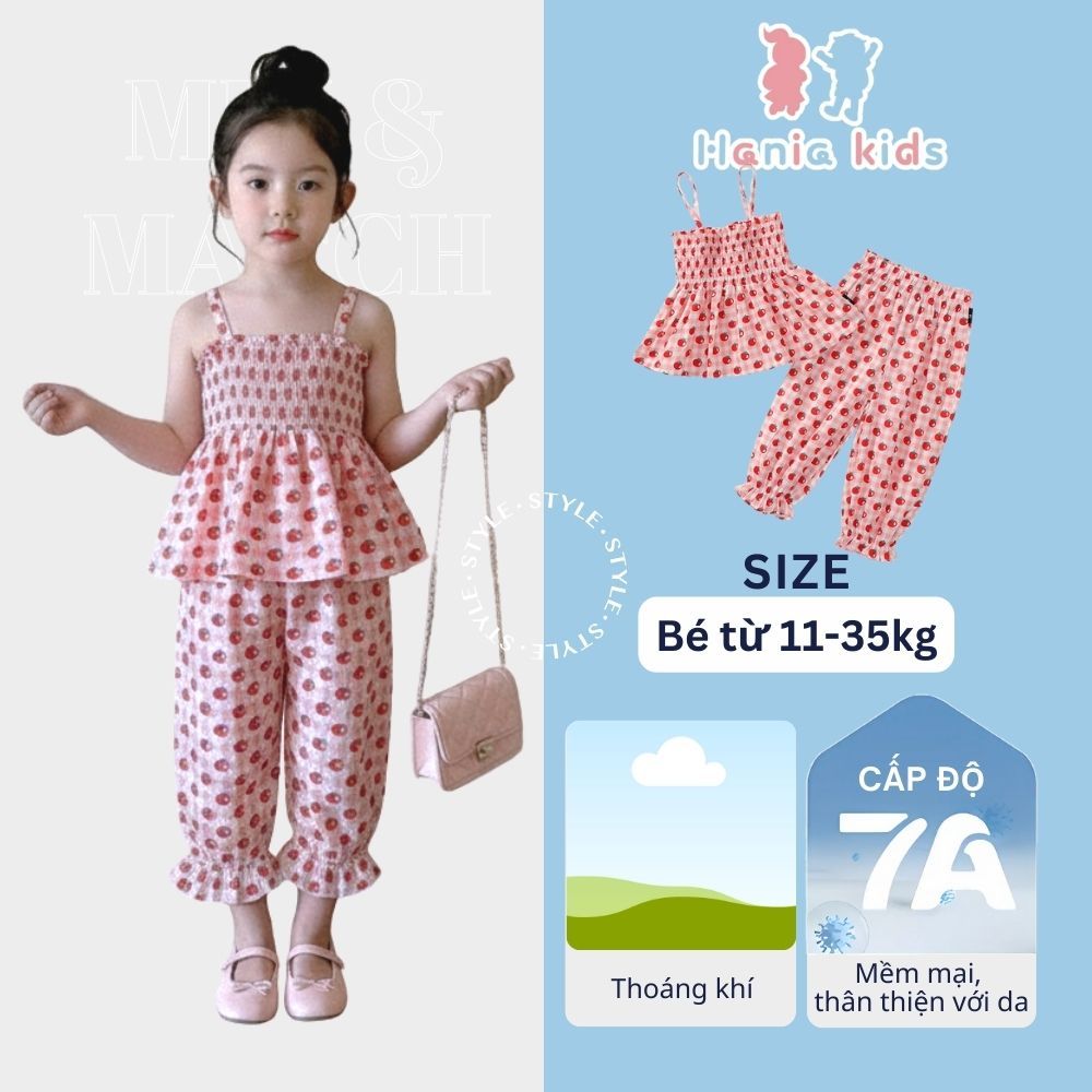 Đồ Bộ Bé Gái, Đồ Bộ Cho Bé Gái Hania Kids, Set Đồ Bộ Họa Tiết Cà Chua Đáng Yêu Chất Liệu Mềm Mại