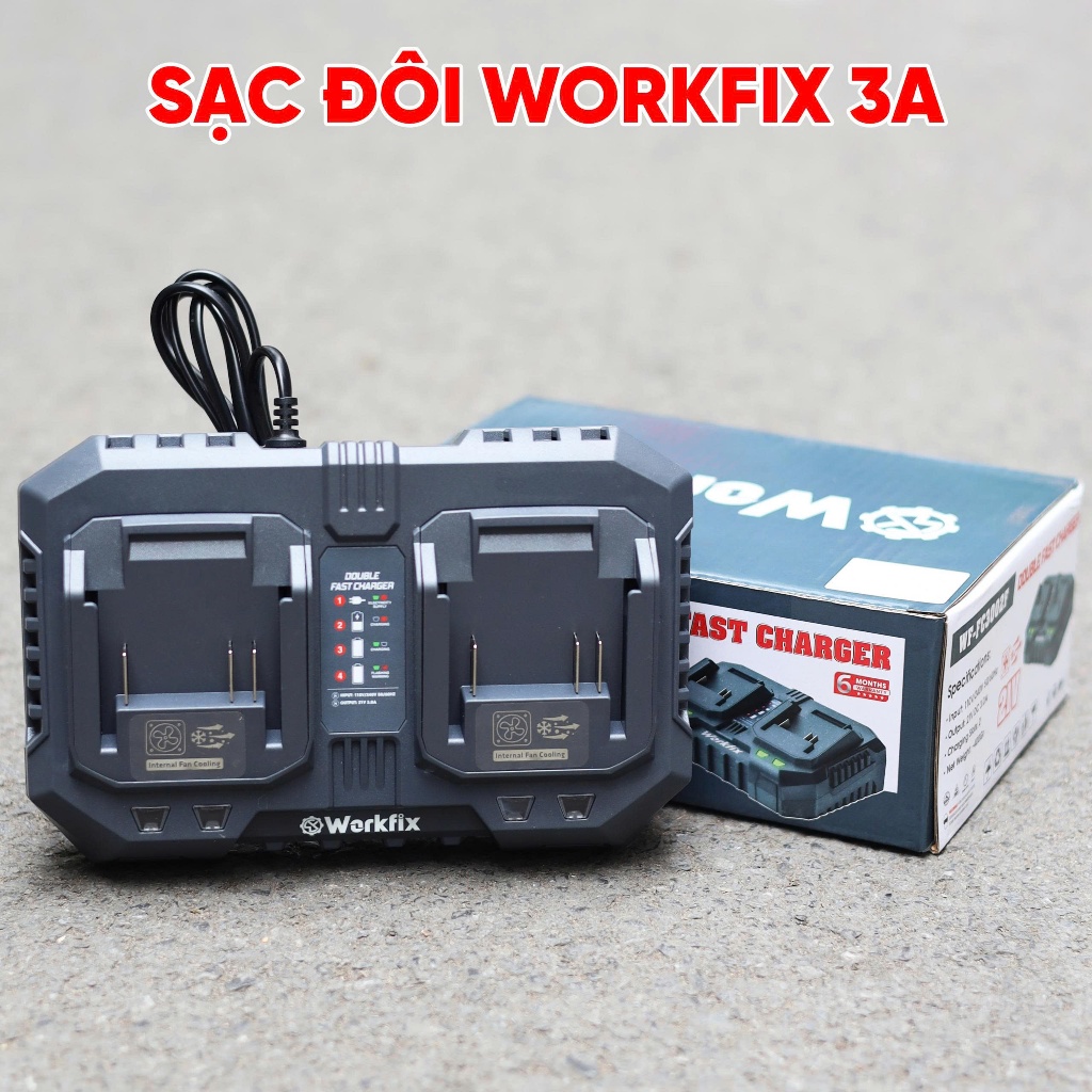 [NEW -4A/ Sạc Đôi 3A ] Bàn Sạc Nhanh Workfix WF-FC2140F/ FC3002F/ FC20A/ S25X2 Chân Phổ Thông, Máy Khoan, Mài, Cơ Khí