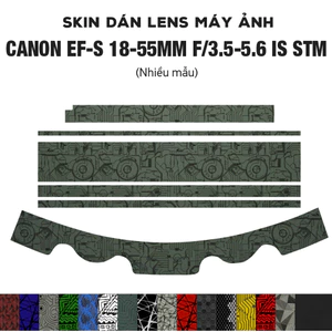Skin dán Lens Canon EF-S 18-55mm f3.5-5.6 IS STM (Nhiều mẫu) | Decal Film 3M dán bảo vệ ống kính máy ảnh 18-55 mm