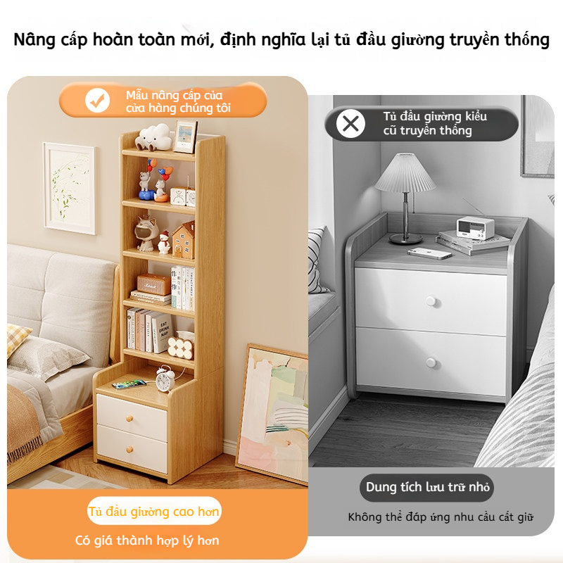IRONPO Kệ Sách Gỗ 4/5/6 Tầng Có Ngăn Kéo - Tủ Đầu Giường Decor Gỗ MDF Cao Cấp Tiết Kiệm Diện Tích