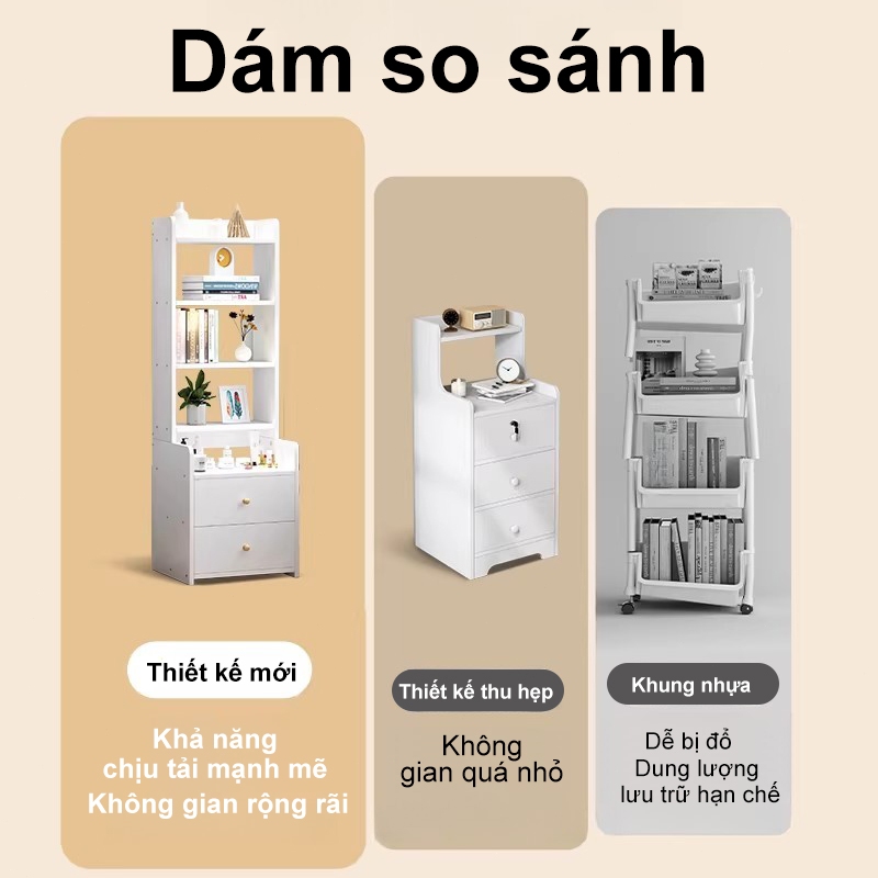 IRONPO Kệ Sách Gỗ 4/5/6 Tầng Có Ngăn Kéo - Tủ Đầu Giường Decor Gỗ MDF Cao Cấp Tiết Kiệm Diện Tích