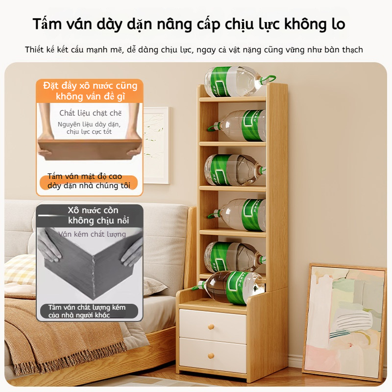 IRONPO Kệ Sách Gỗ 4/5/6 Tầng Có Ngăn Kéo - Tủ Đầu Giường Decor Gỗ MDF Cao Cấp Tiết Kiệm Diện Tích