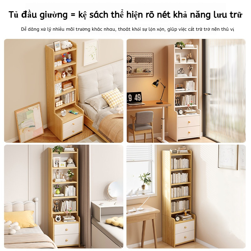 IRONPO Kệ Sách Gỗ 4/5/6 Tầng Có Ngăn Kéo - Tủ Đầu Giường Decor Gỗ MDF Cao Cấp Tiết Kiệm Diện Tích