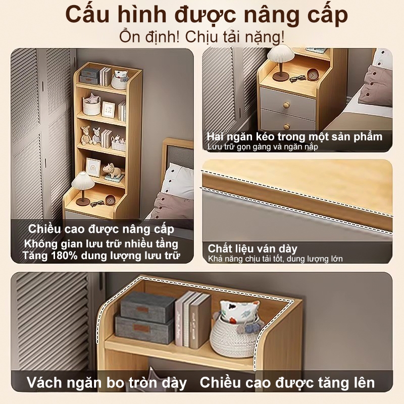 IRONPO Kệ Sách Gỗ 4/5/6 Tầng Có Ngăn Kéo - Tủ Đầu Giường Decor Gỗ MDF Cao Cấp Tiết Kiệm Diện Tích