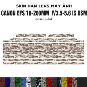 Skin dán Lens Canon EFS 18-200mm f3.5-5.6 IS USM (Nhiều mẫu) | Decal Film 3M dán bảo vệ ống kính máy ảnh 18-200 mm