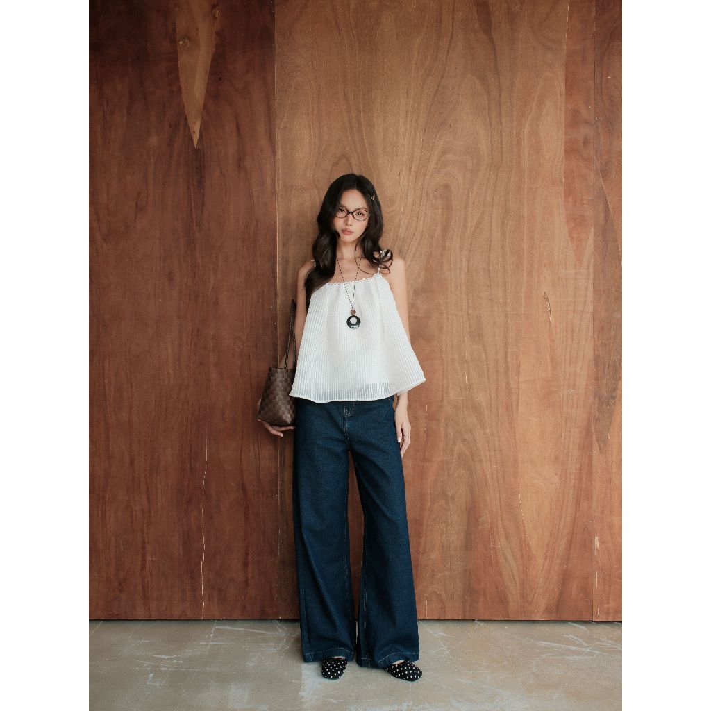 Quần Jeans Nữ Ông Rộng Suông Dài Kisel Miều Est.2013 Denim Lưng Cao Xanh Đậm