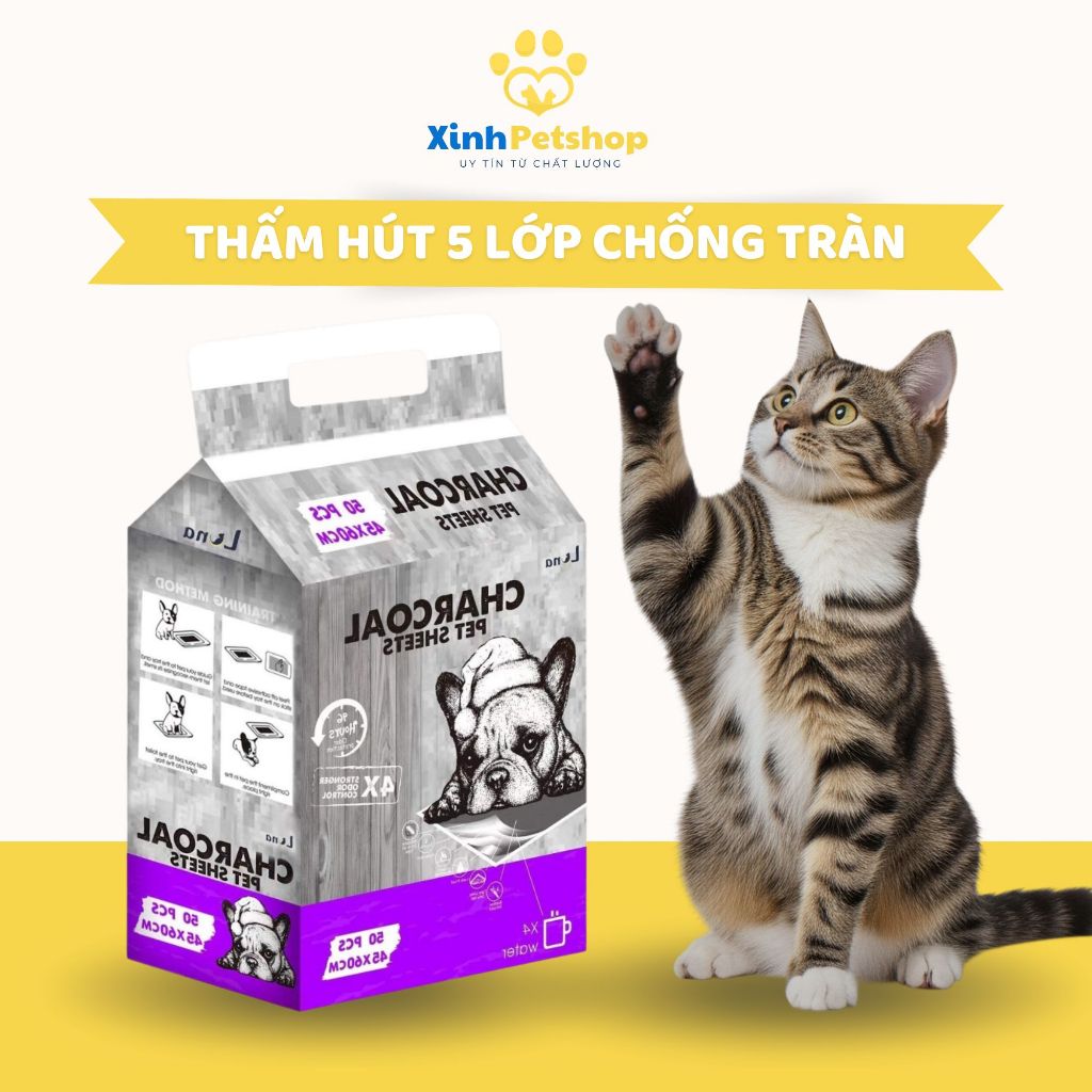 Tấm Lót Chuồng Chó Mèo Than Hoạt Tính LUNA Khử Mùi Mạnh Siêu Thấm Hút 5 Lớp Chống Tràn