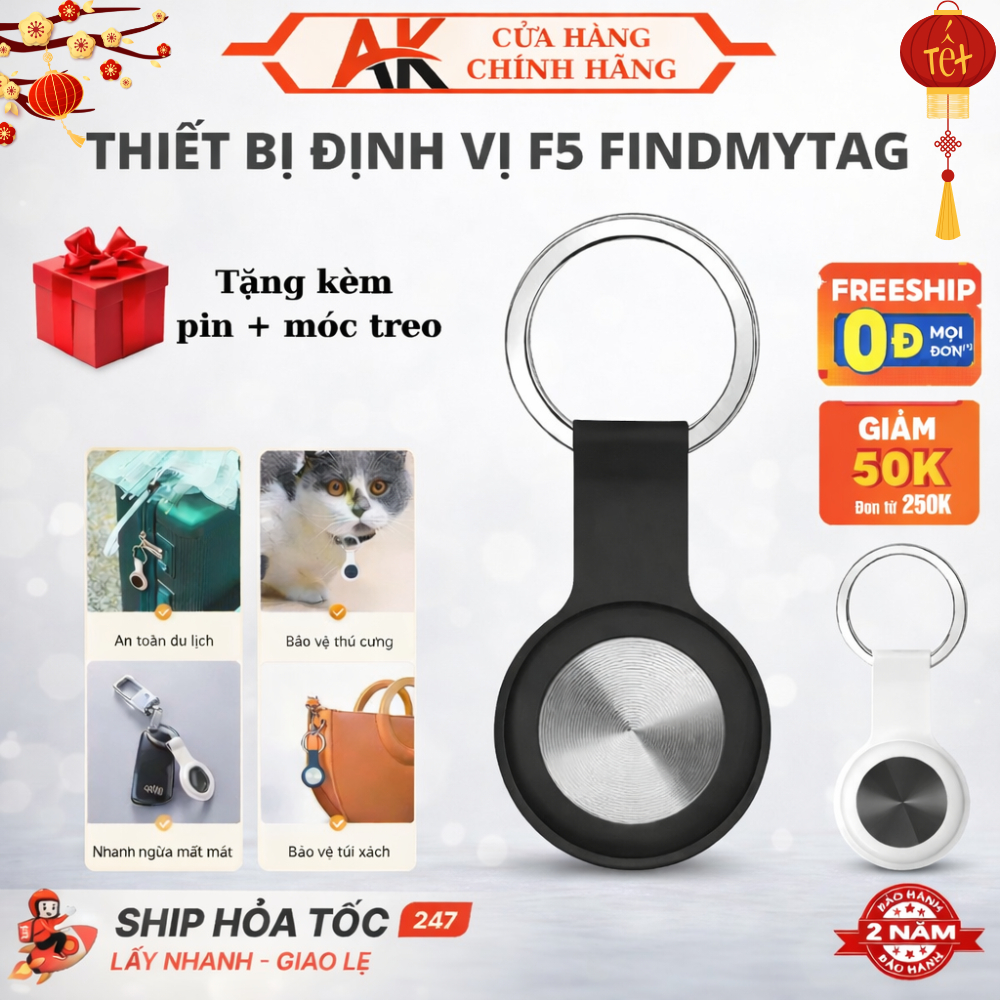 Thiết Bị Định Vị F5 FINDMYTAG Thông Minh, Dành Cho ANDROID và IOS, Định Vị Toàn Cầu, BH 24 Tháng