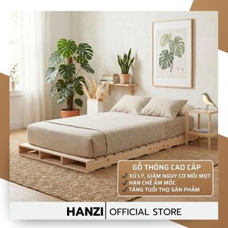 Giường PALLET Nhật Hàn Gỗ Thông Có Chân – Dễ Lắp Đặt – Nhiều Kích Thước 1m2–1m8 – Phù Hợp Mọi Không Gian