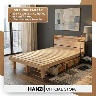 GIƯỜNG PALLET CHÂN VUÔNG 30CM Gỗ Thông – Thiết Kế Cao Ráo – Giường Ngủ Phong Cách Nhật Hàn Hiện Đại