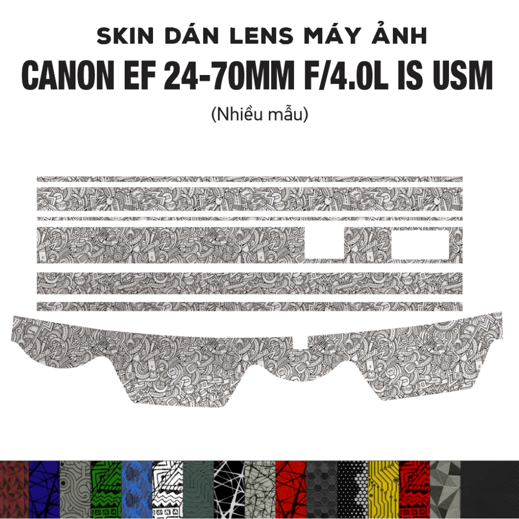Skin dán Lens Canon EF 24-70mm f4.0L IS USM (Nhiều mẫu) | Decal Film 3M dán bảo vệ ống kính máy ảnh 24-70 mm