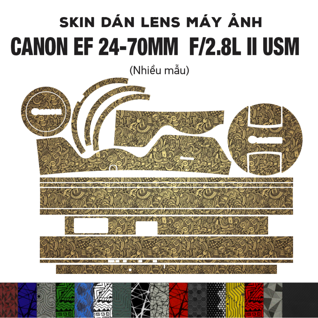 Skin dán Lens Canon EF 24-70mm f2.8L II USM (Mark 2) (Nhiều mẫu) | Decal Film 3M dán bảo vệ ống kính máy ảnh 24-70 mm