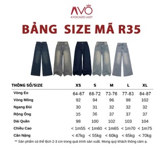 Quần Jeans Ống Suông Rộng Nữ Đứng Avo Avocado Cạp Cao Màu RETRO, Quần Bò Ống Rộng Chất Jean Mềm Form Unisex_VER1