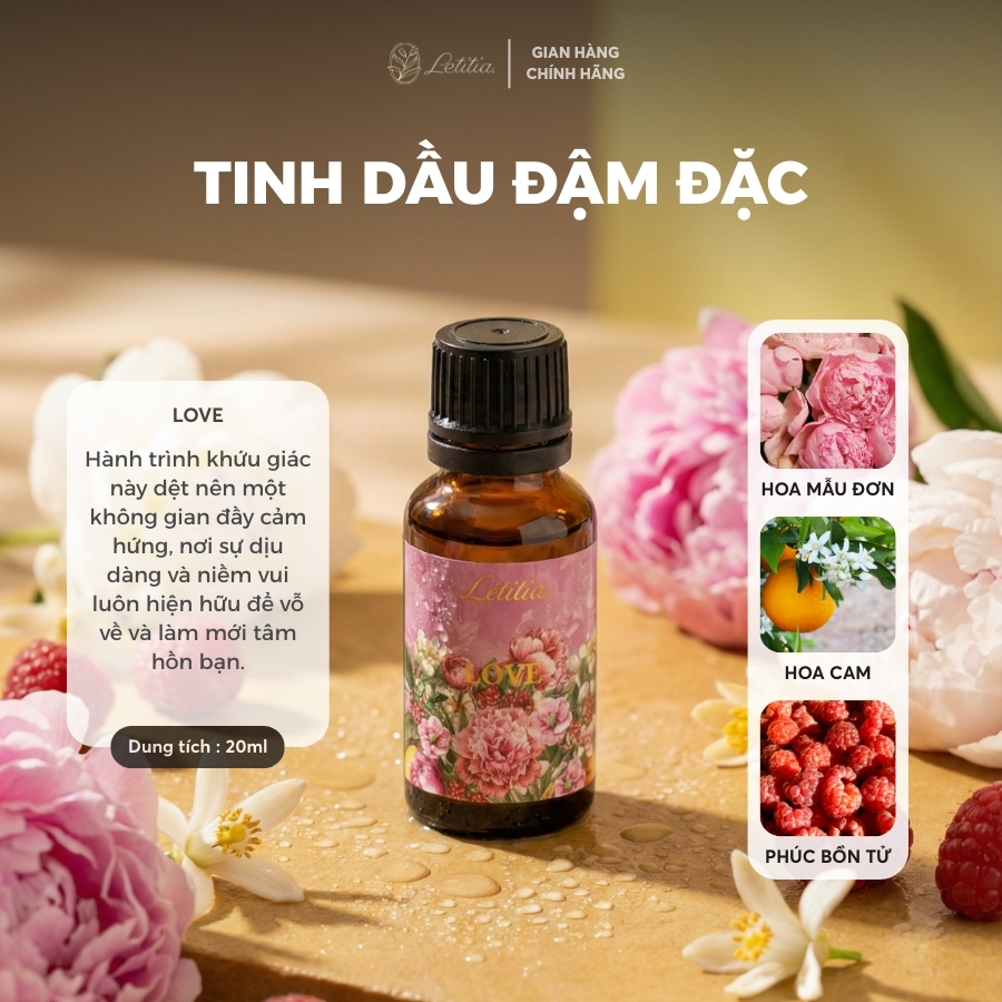Tinh Dầu Đậm Đặc Nước Hoa Letitia - Lauren Woman (Love) Giúp Thư Giãn & Dễ Ngủ, Size 20ml