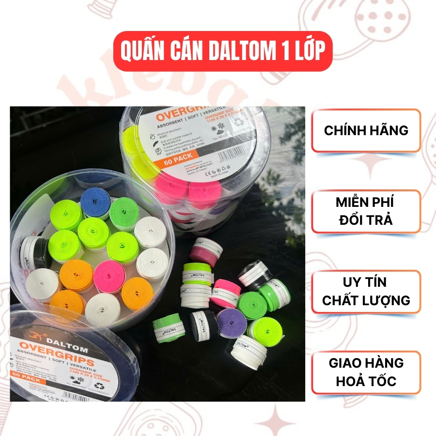 Quấn Cán Vợt DALTOM Chính Hãng – Chống Trơn Trượt, Thấm Mồ Hôi, Êm Tay, Phù Hợp Pickleball, Tennis