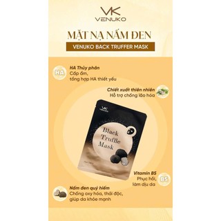 Mặt Nạ Nấm Đen Venuko Black Truffle Mask – Phục Hồi Da, Cấp Ẩm Sâu, Làm Dịu – Da Sáng Mịn Căng Bóng