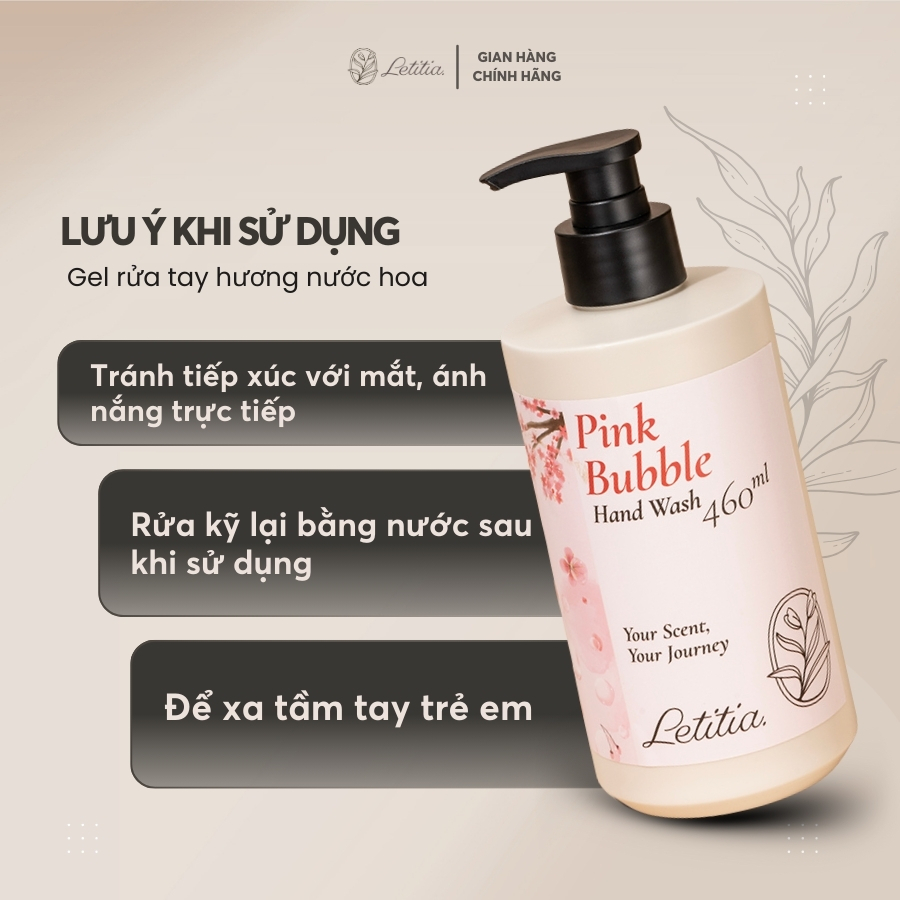 Nước Rửa Tay Coco Pandanus - Letitia 3 Tầng Hương Thơm Thanh mát, Thư Giãn, Sạch Khuẩn Size 460ml