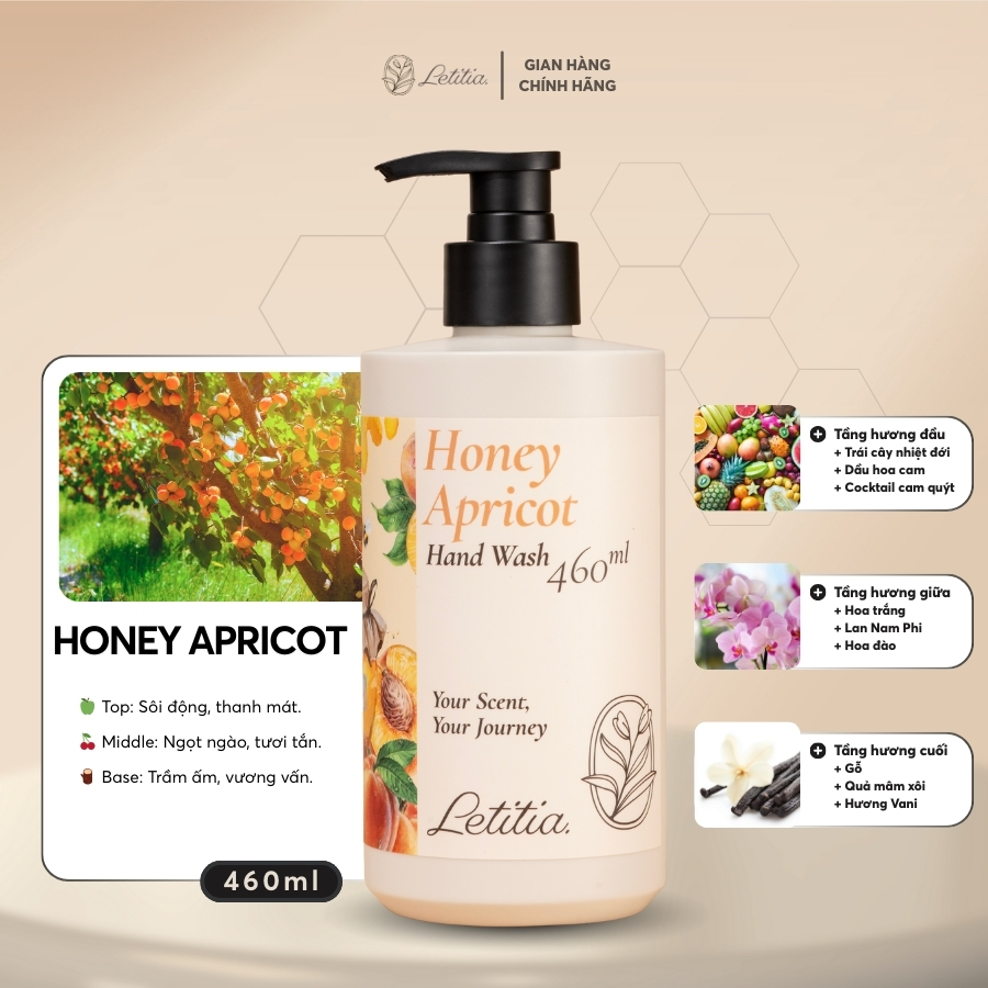 Nước Rửa Tay Pink Bubble - Letitia 3 Tầng Hương Thơm Thanh mát, Thư Giãn, Sạch Khuẩn Size 460ml